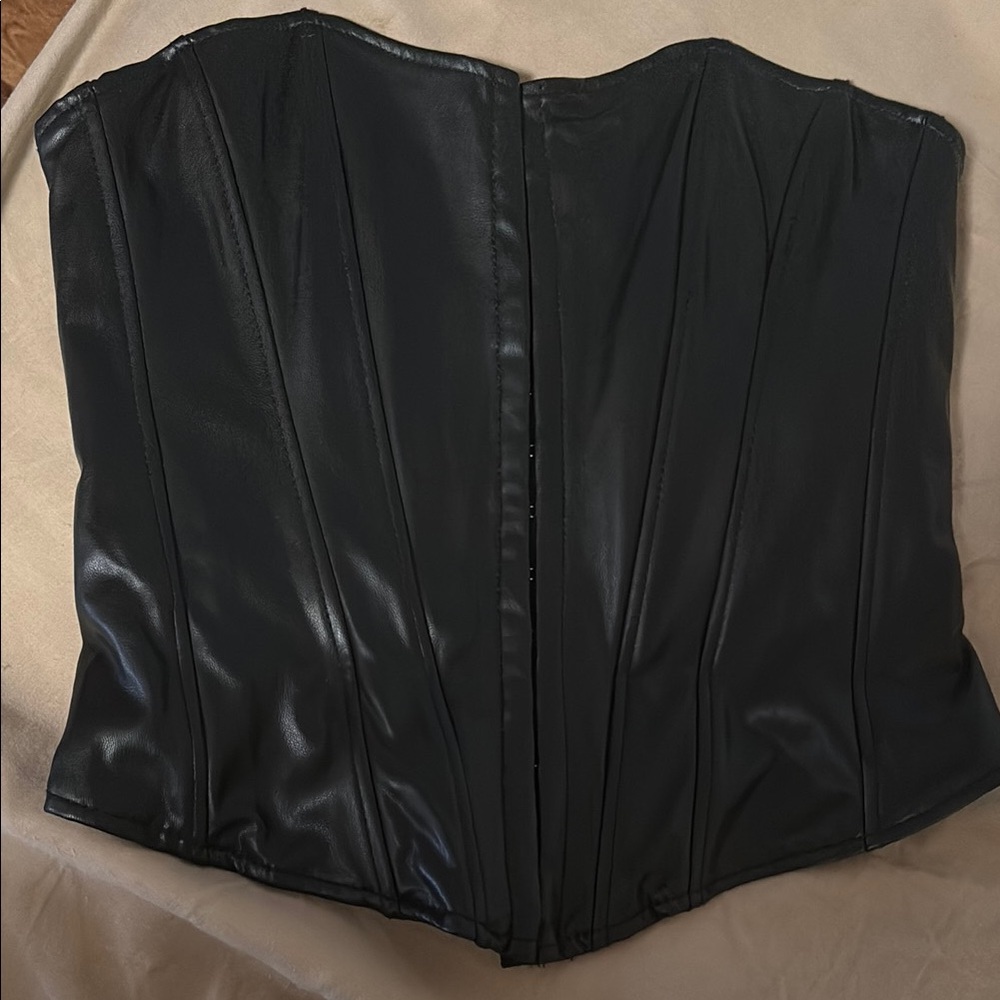 Zara Black Leather Corset